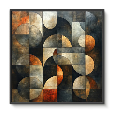 Framed Canvas Abstract Wall Art – “Echo Grid”