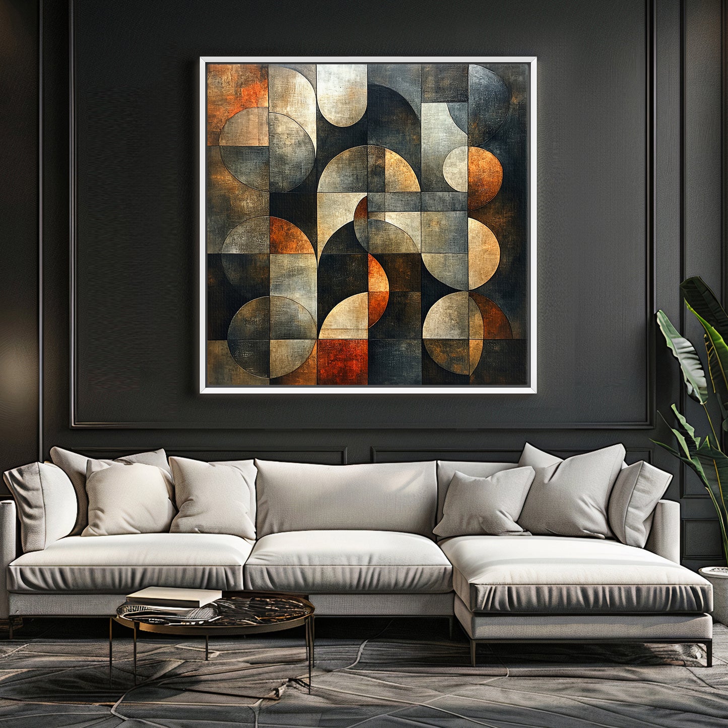 Framed Canvas Abstract Wall Art – “Echo Grid”