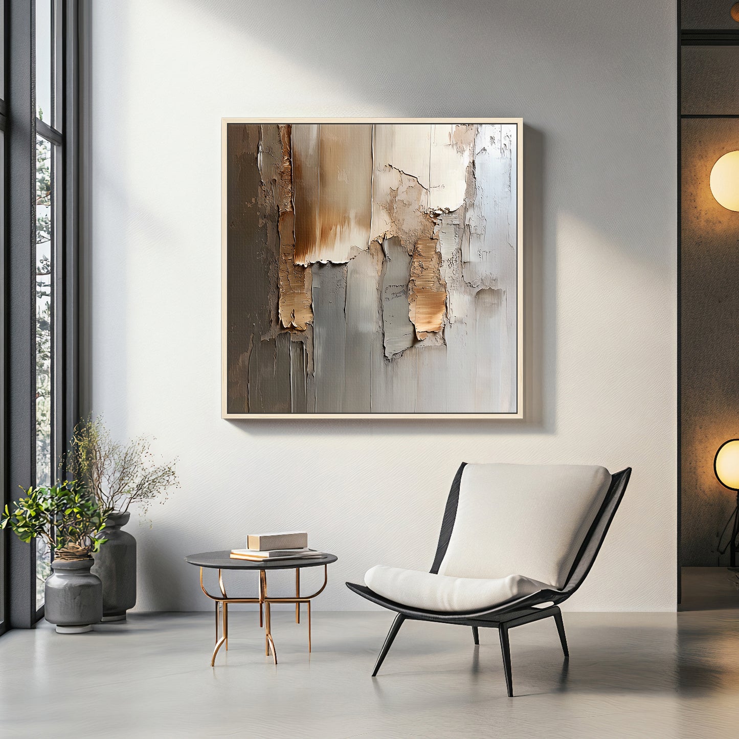 Framed Canvas Abstract Wall Art – “Faded Terrain”