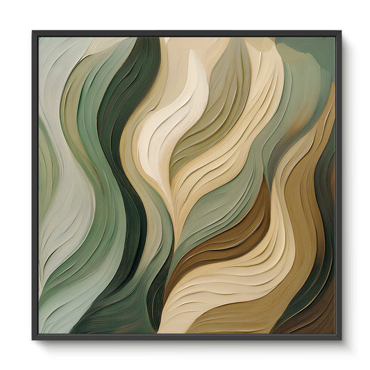 Framed Canvas Abstract Wall Art – "Verdant Flow"