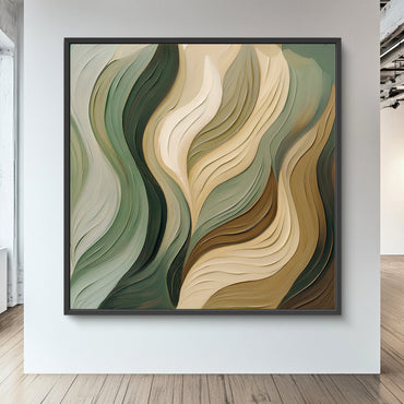 Framed Canvas Abstract Wall Art – "Verdant Flow"