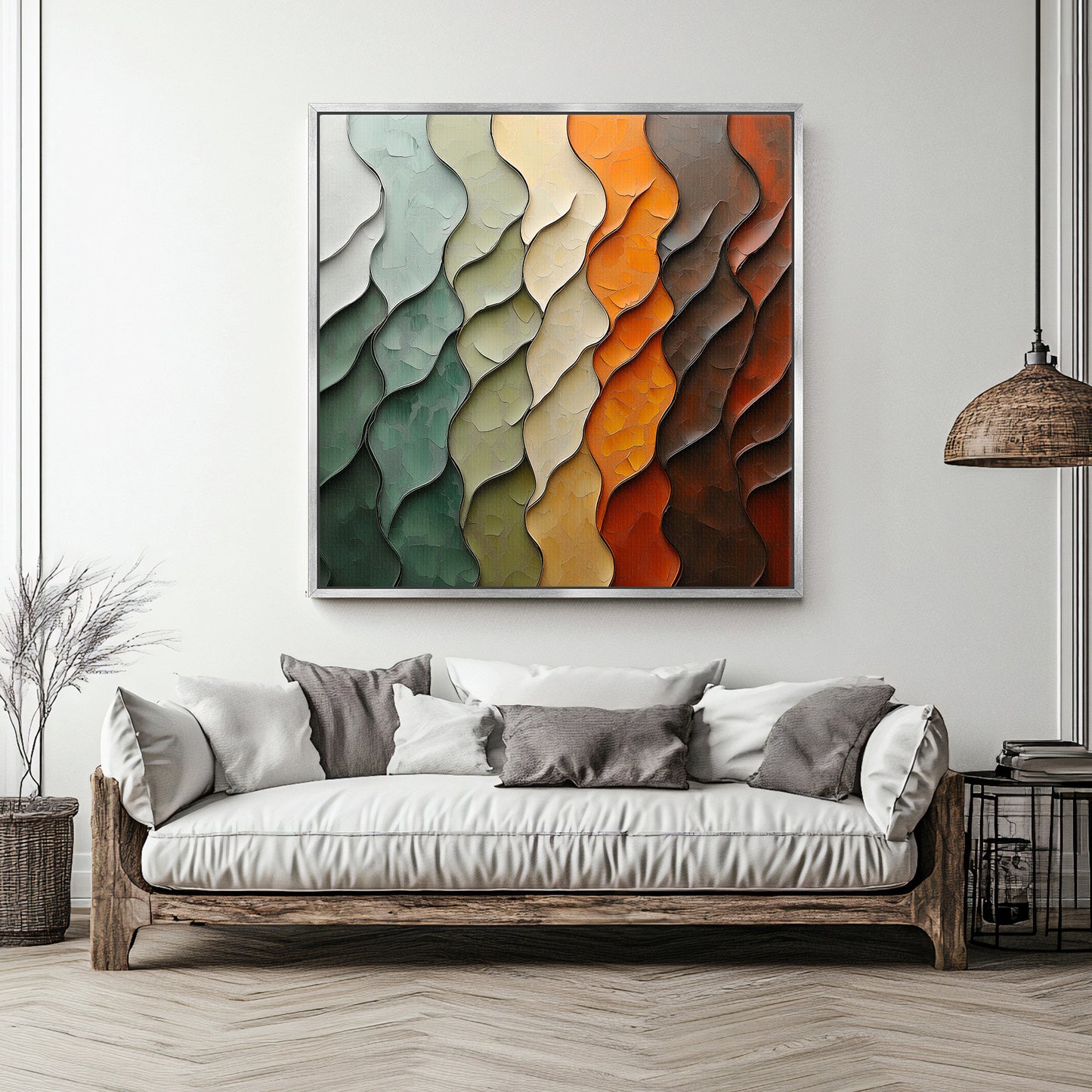 Framed Canvas Abstract Wall Art – "Earthen Rhythm"