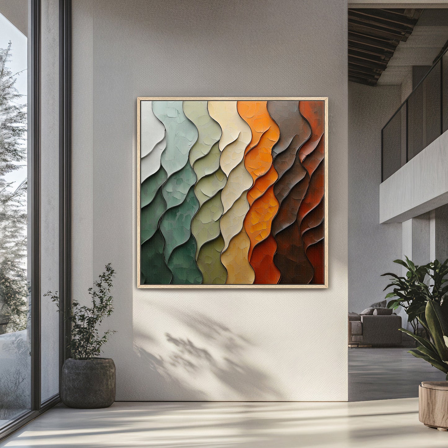 Framed Canvas Abstract Wall Art – "Earthen Rhythm"