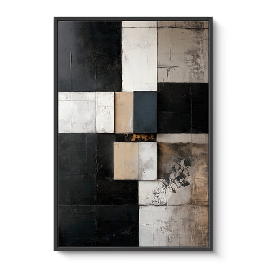 Framed Canvas Abstract Wall Art – "Structured Silence"