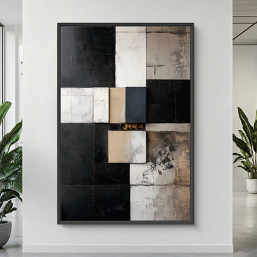 Framed Canvas Abstract Wall Art – "Structured Silence"