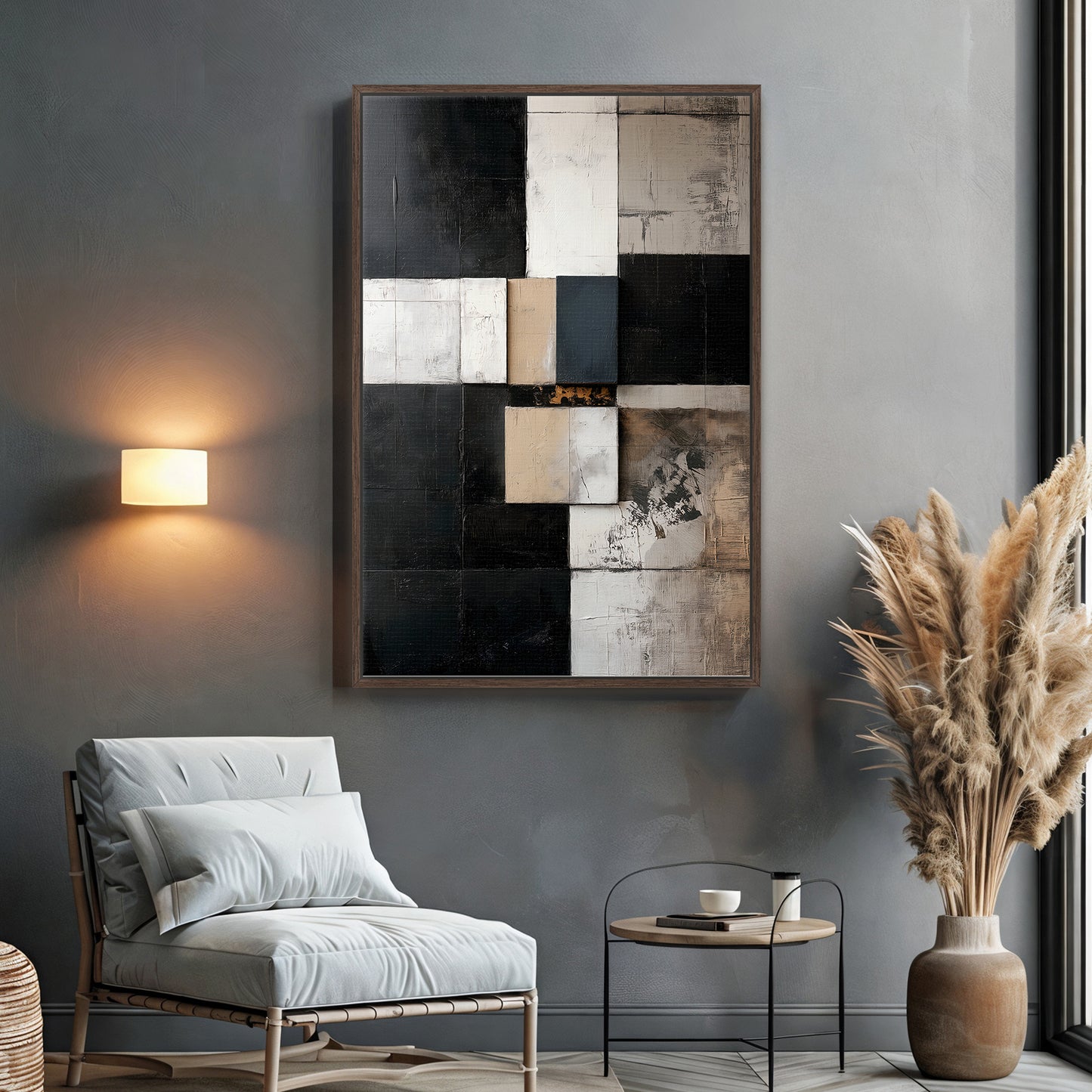 Framed Canvas Abstract Wall Art – "Structured Silence"