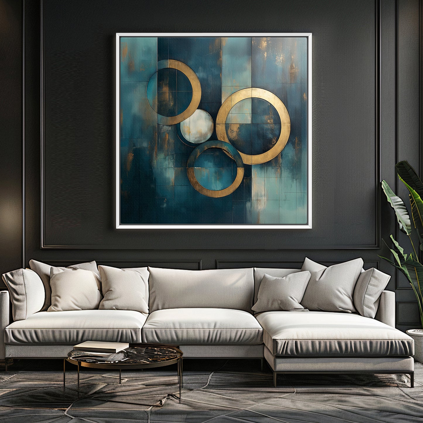 Framed Canvas Abstract Wall Art – "Celestial Echo"