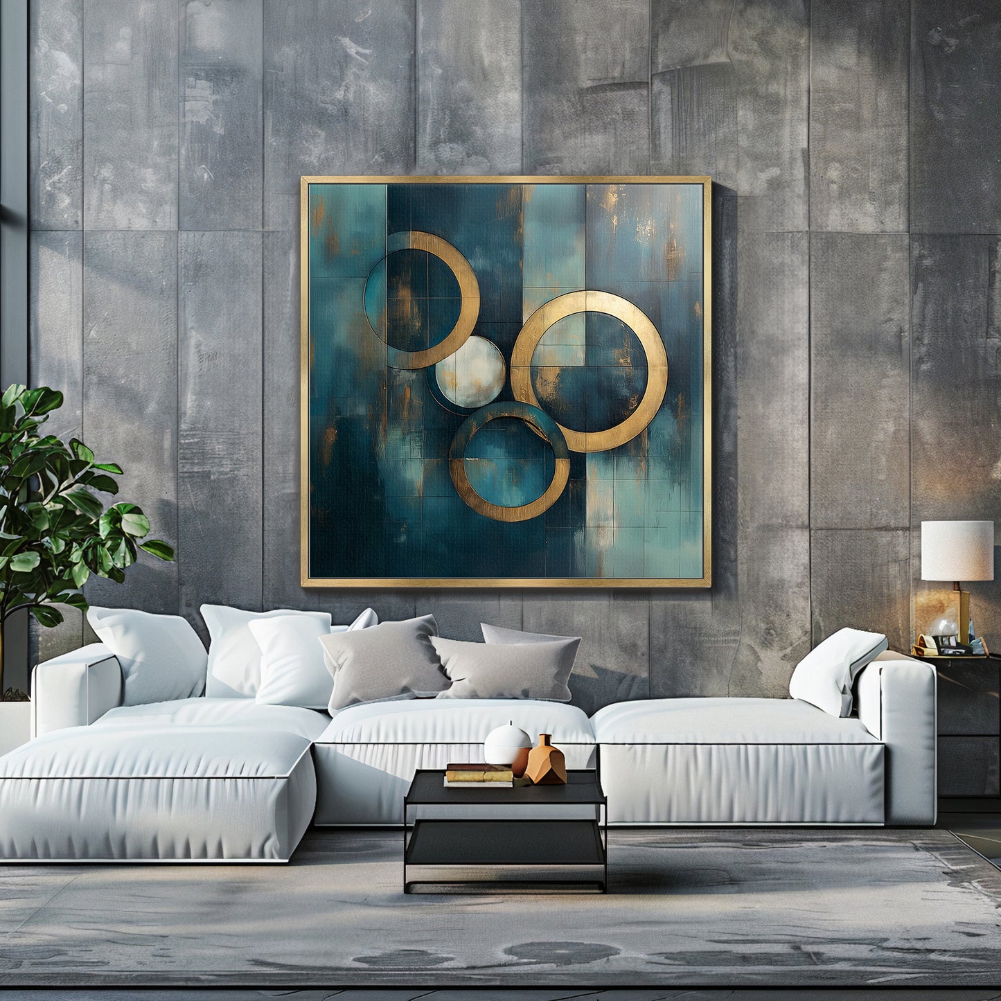 Framed Canvas Abstract Wall Art – "Celestial Echo"