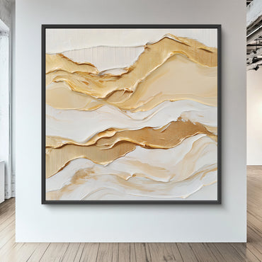 Framed Canvas Abstract Wall Art – "Golden Drift"