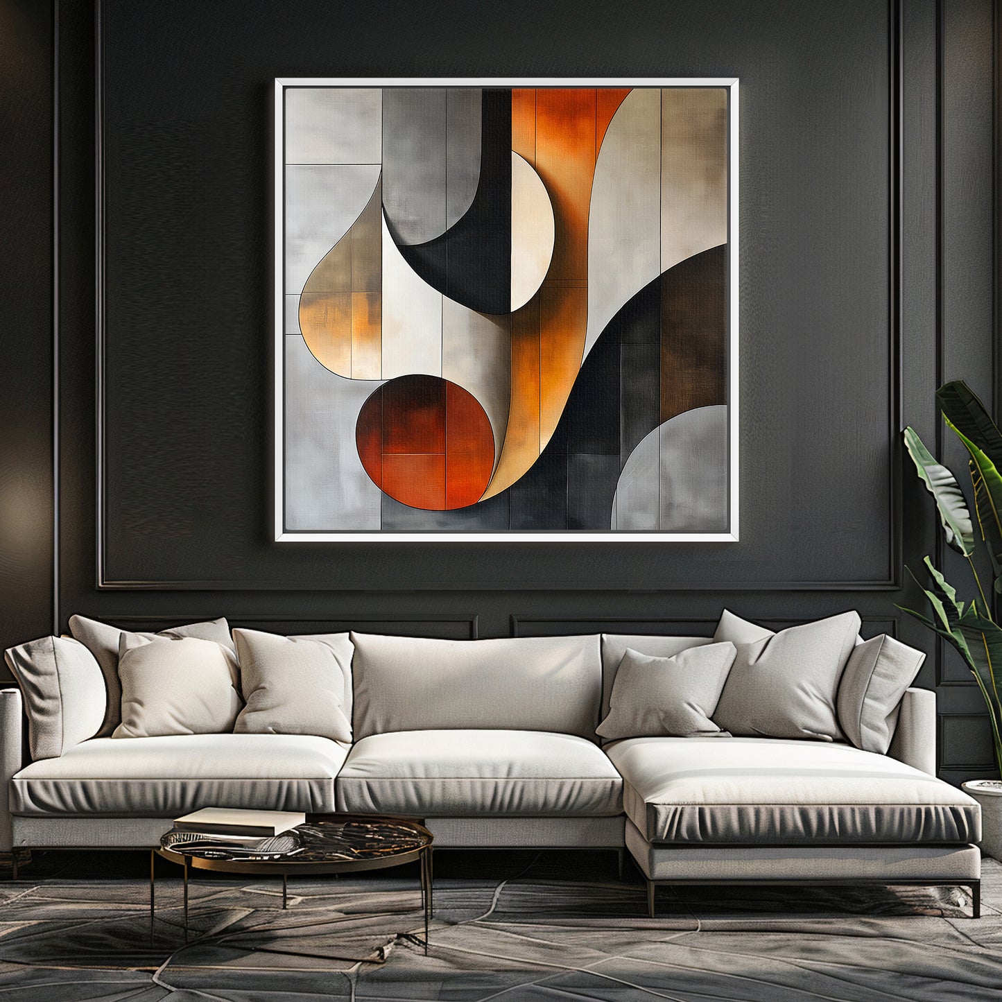 Framed Canvas Abstract Wall Art – "Curves of Resonance"