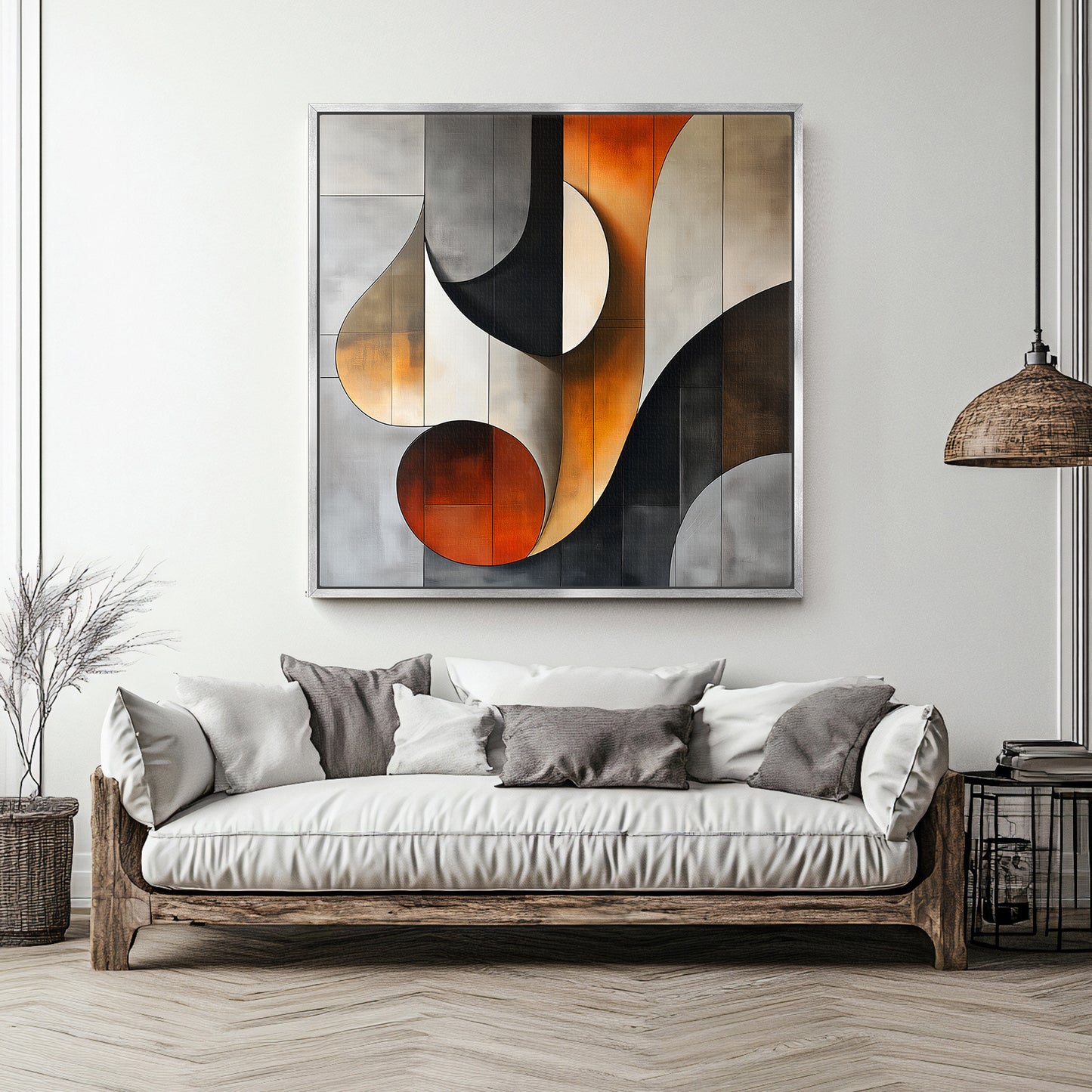 Framed Canvas Abstract Wall Art – "Curves of Resonance"