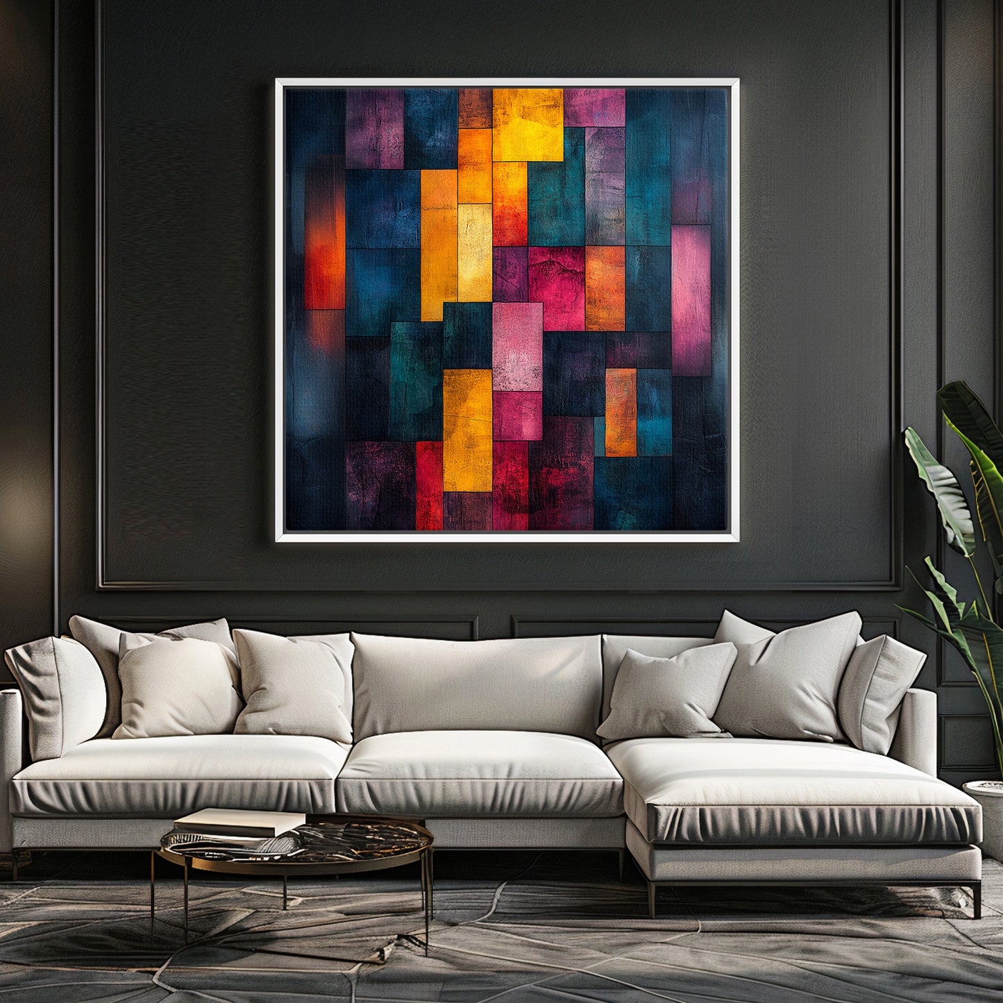 Abstract Wall Art Framed Canvas Print - "Shattered Spectrum"