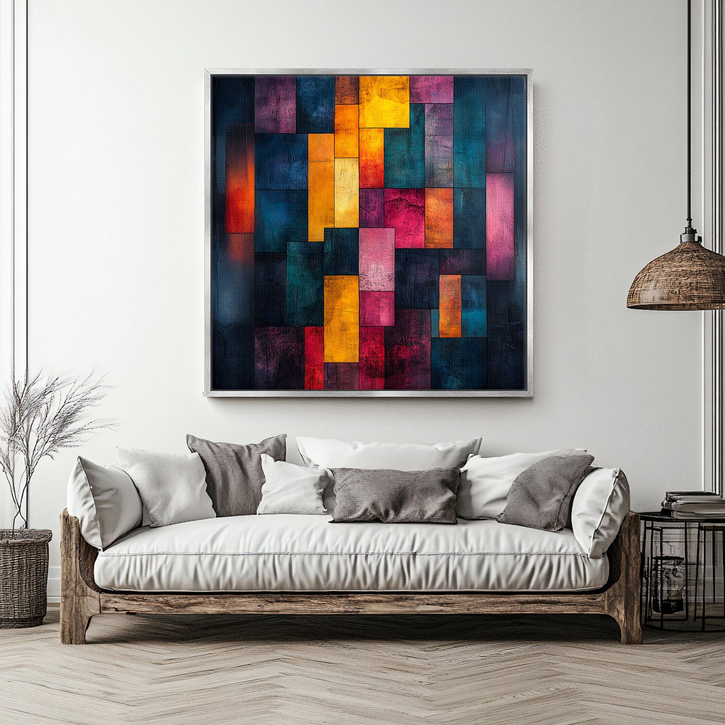 Abstract Wall Art Framed Canvas Print - "Shattered Spectrum"