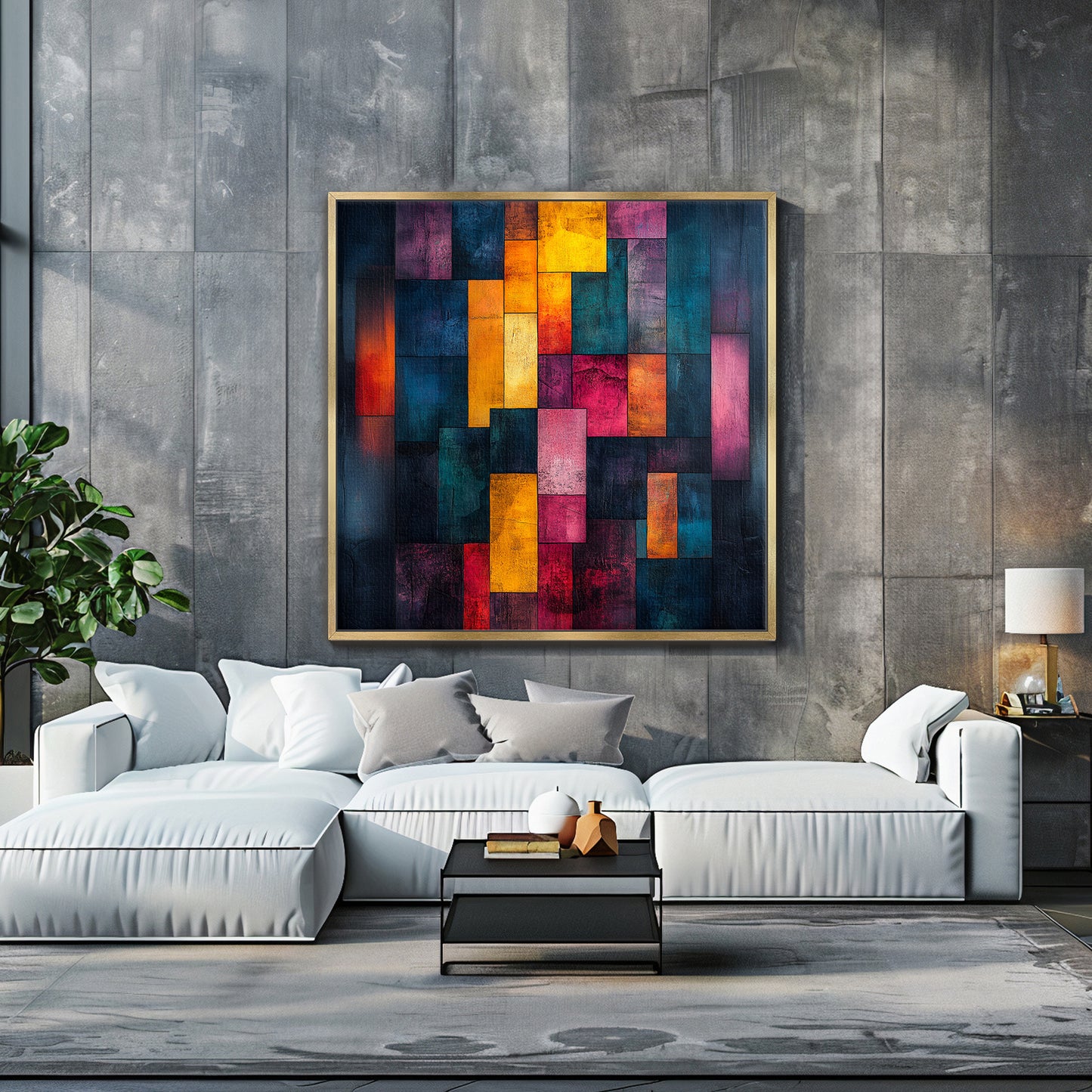 Abstract Wall Art Framed Canvas Print - "Shattered Spectrum"