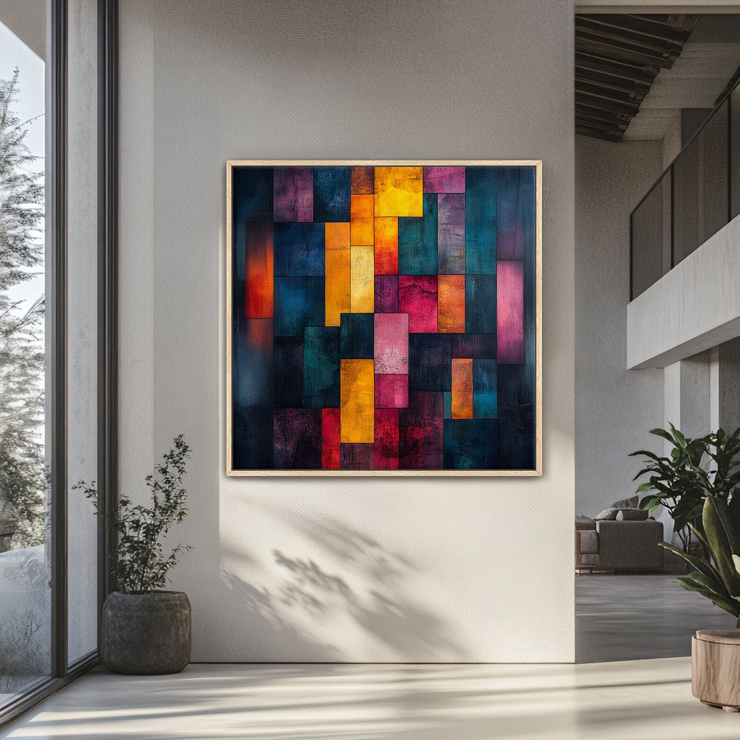 Abstract Wall Art Framed Canvas Print - "Shattered Spectrum"