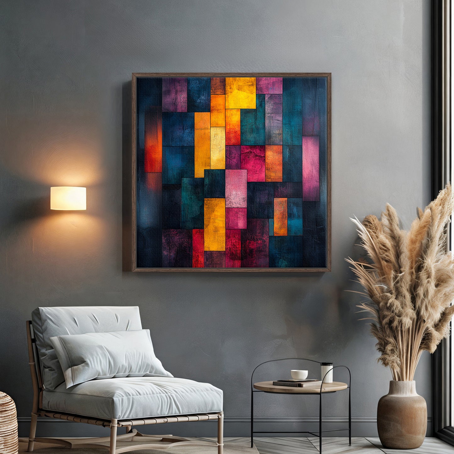 Abstract Wall Art Framed Canvas Print - "Shattered Spectrum"
