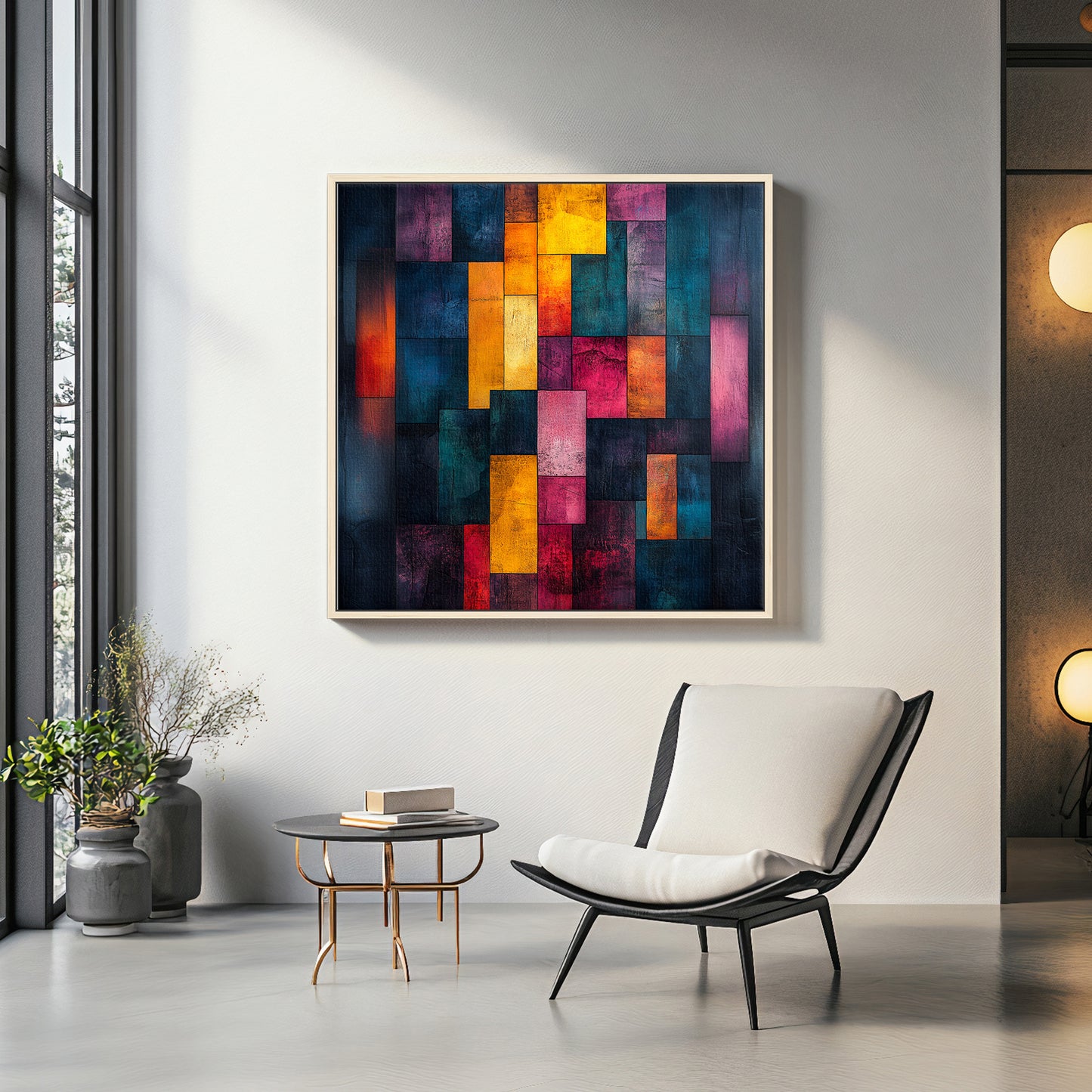 Abstract Wall Art Framed Canvas Print - "Shattered Spectrum"