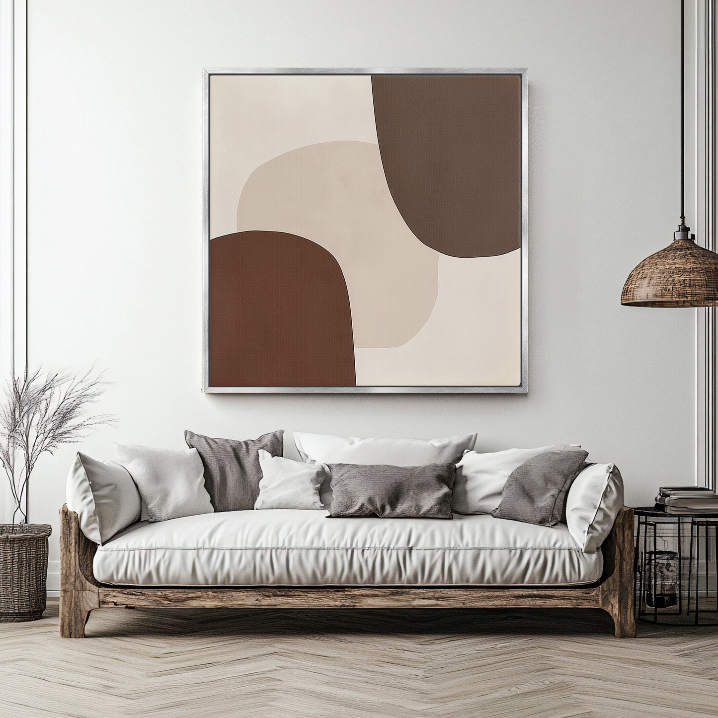 MInimalist Abstract Wall Art Framed Canvas Print - "Silent Assembly"