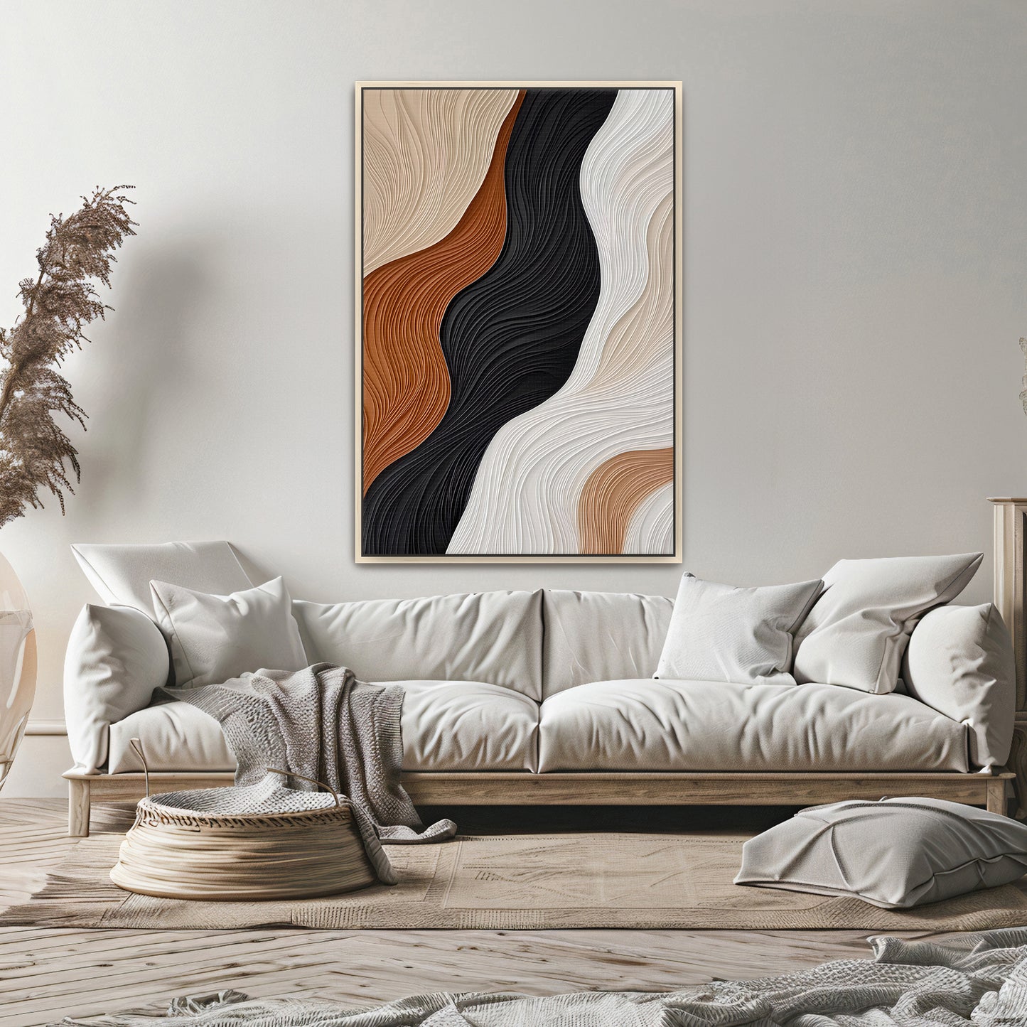 Abstract Wall Art Framed Canvas - "Silent Harmonies"