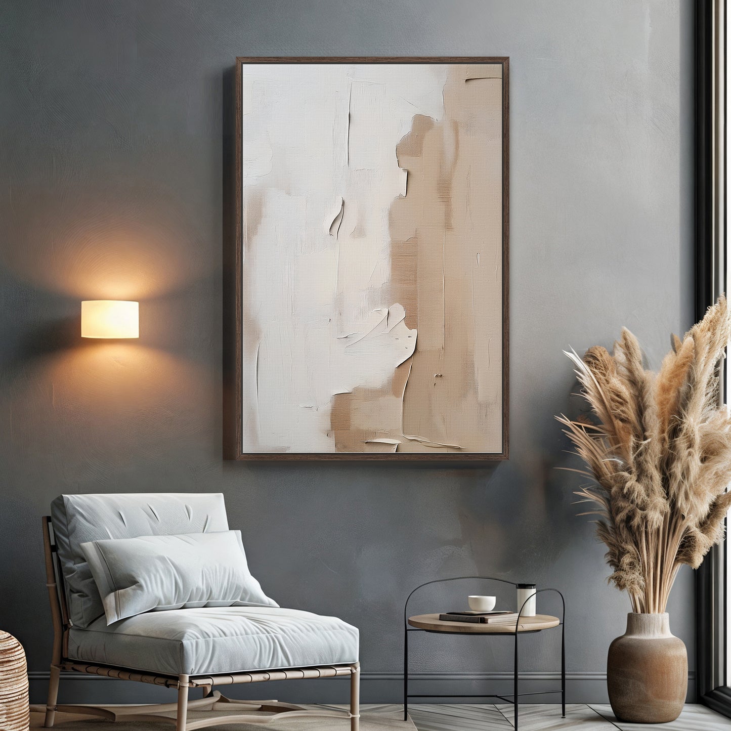 Abstract Wall Art Framed Canvas Print - "Clay Silence"