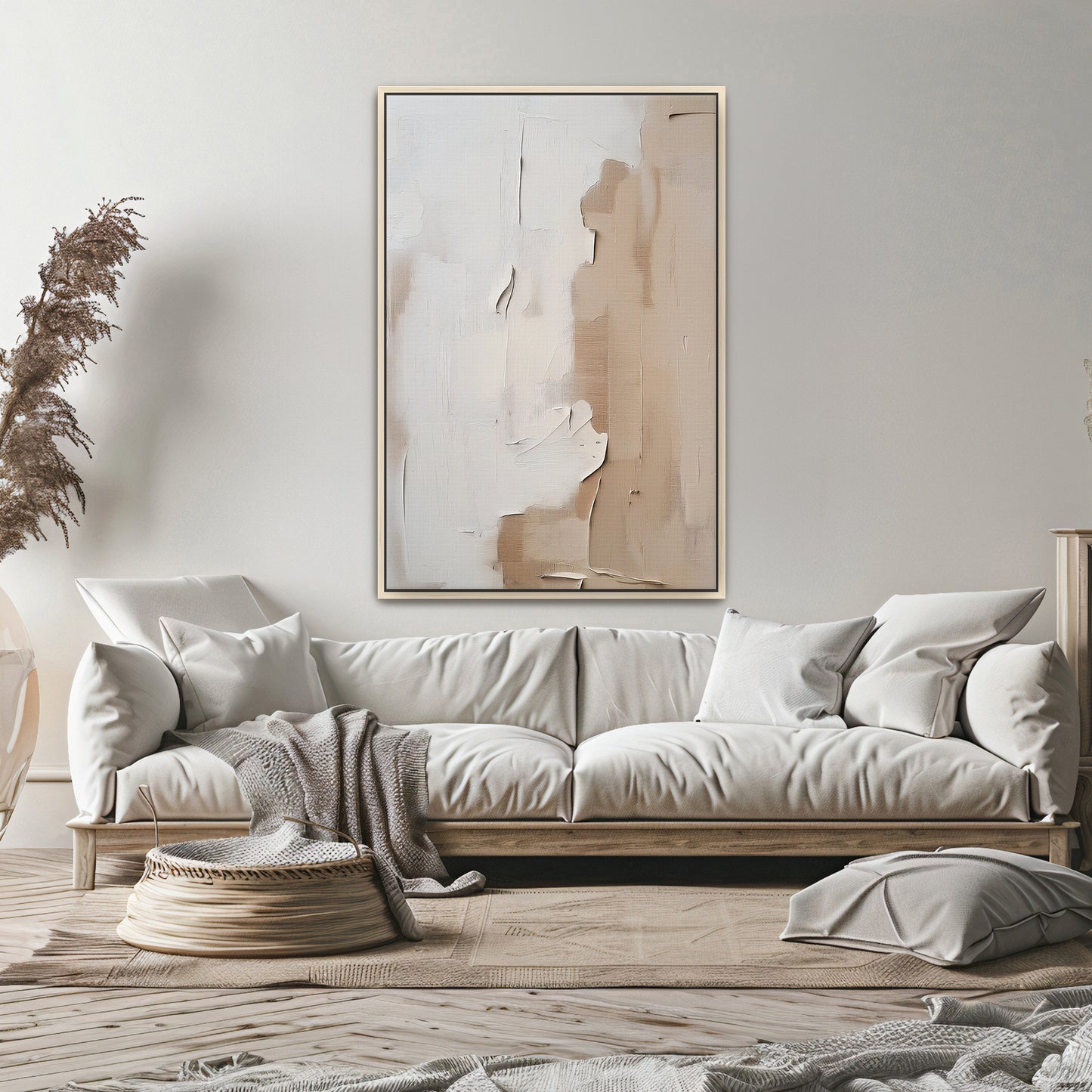 Abstract Wall Art Framed Canvas Print - "Clay Silence"
