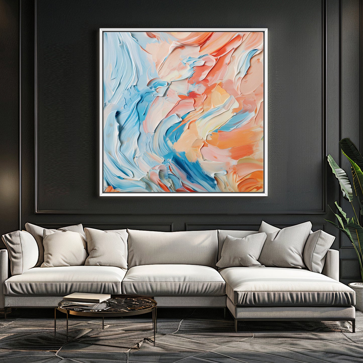 Abstract Wall Art Framed Canvas Print - "Sorbet Sky"