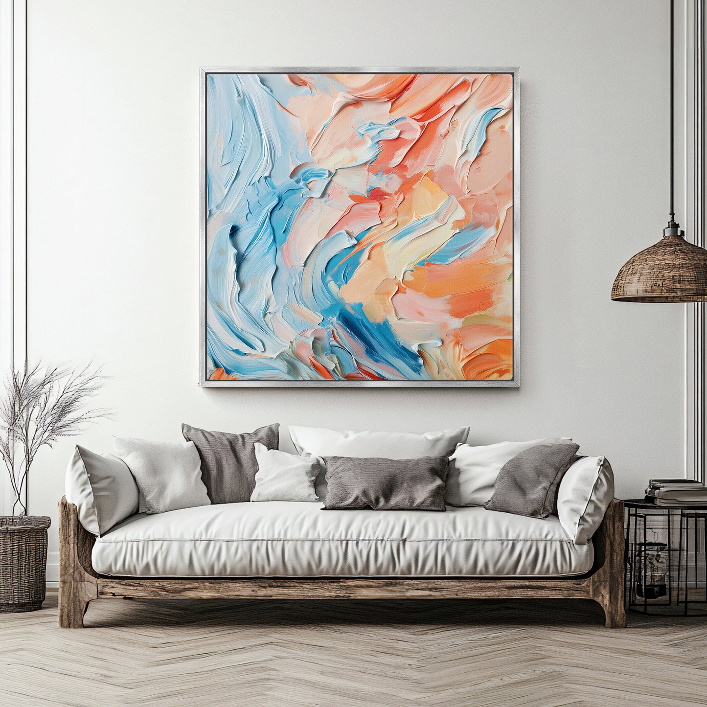 Abstract Wall Art Framed Canvas Print - "Sorbet Sky"