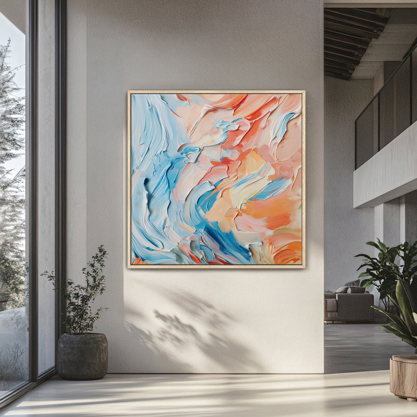 Abstract Wall Art Framed Canvas Print - "Sorbet Sky"