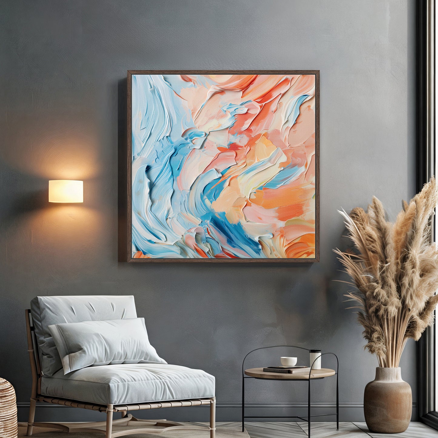 Abstract Wall Art Framed Canvas Print - "Sorbet Sky"