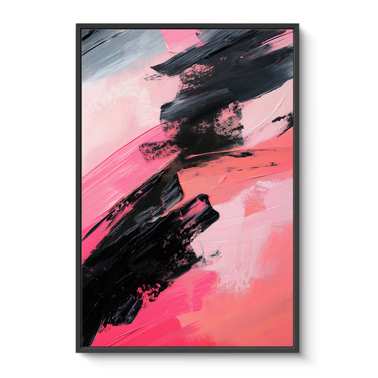 Abstract Wall Art Framed Canvas Print - "Obsidian Rush"