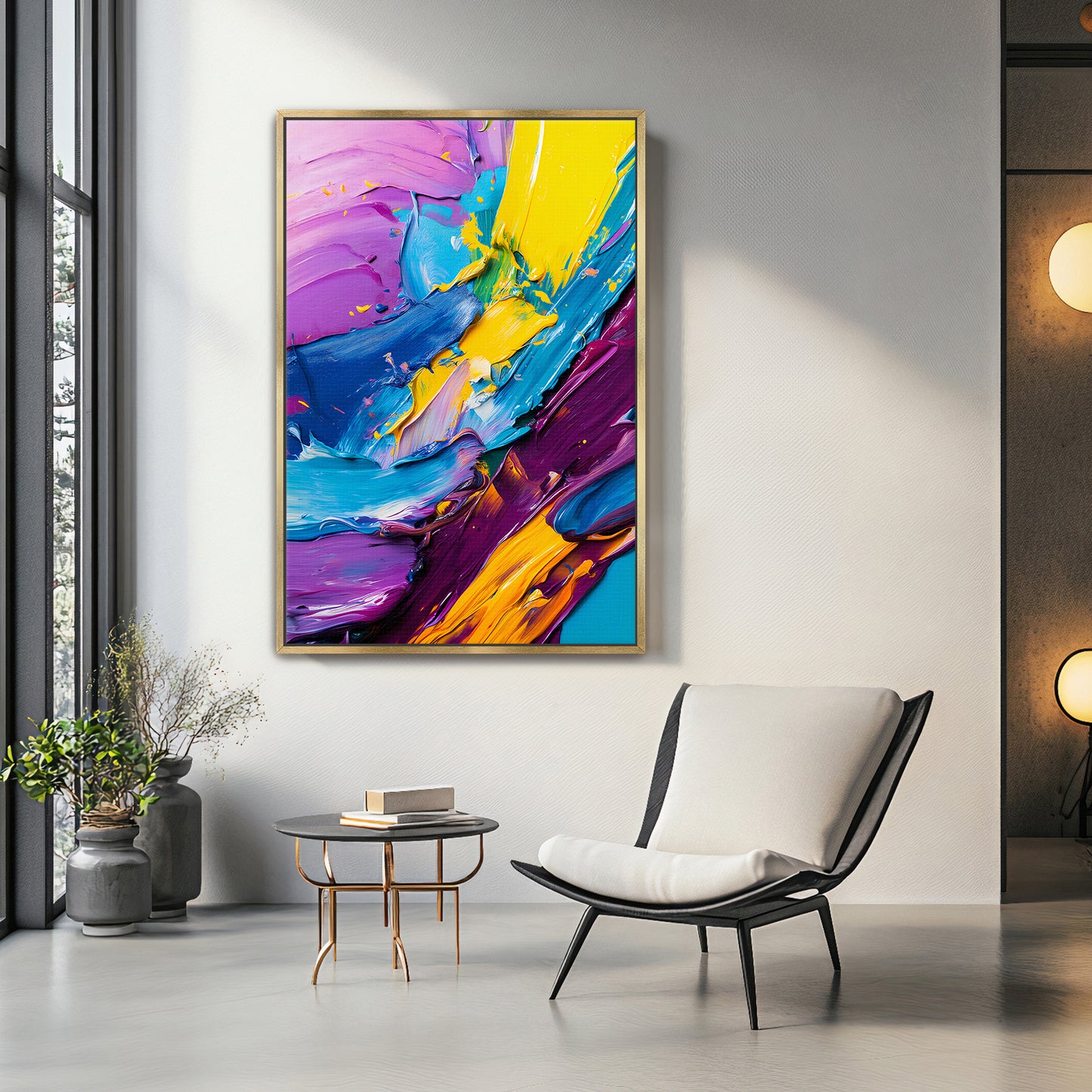 Abstract Wall Art Framed Canvas Print - "Vivid Velocity"