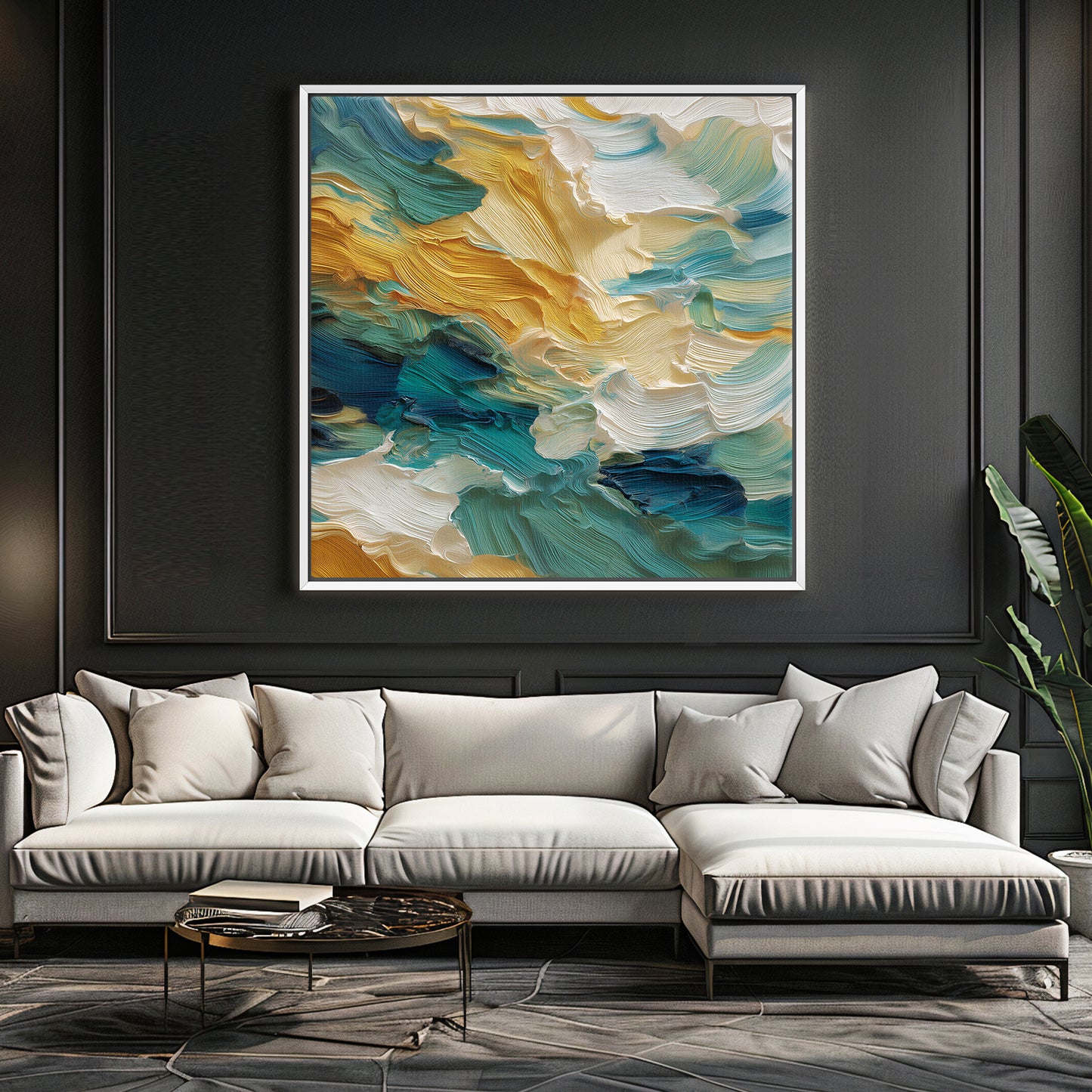 Abstract Wall Art Framed Canvas Print - "Ocean Swell"