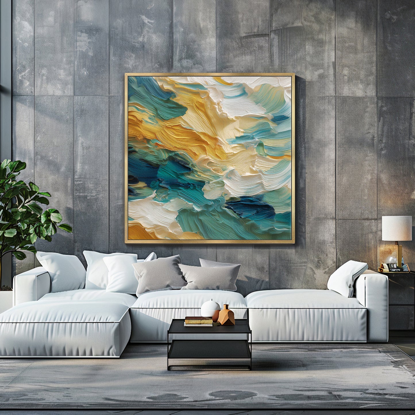 Abstract Wall Art Framed Canvas Print - "Ocean Swell"