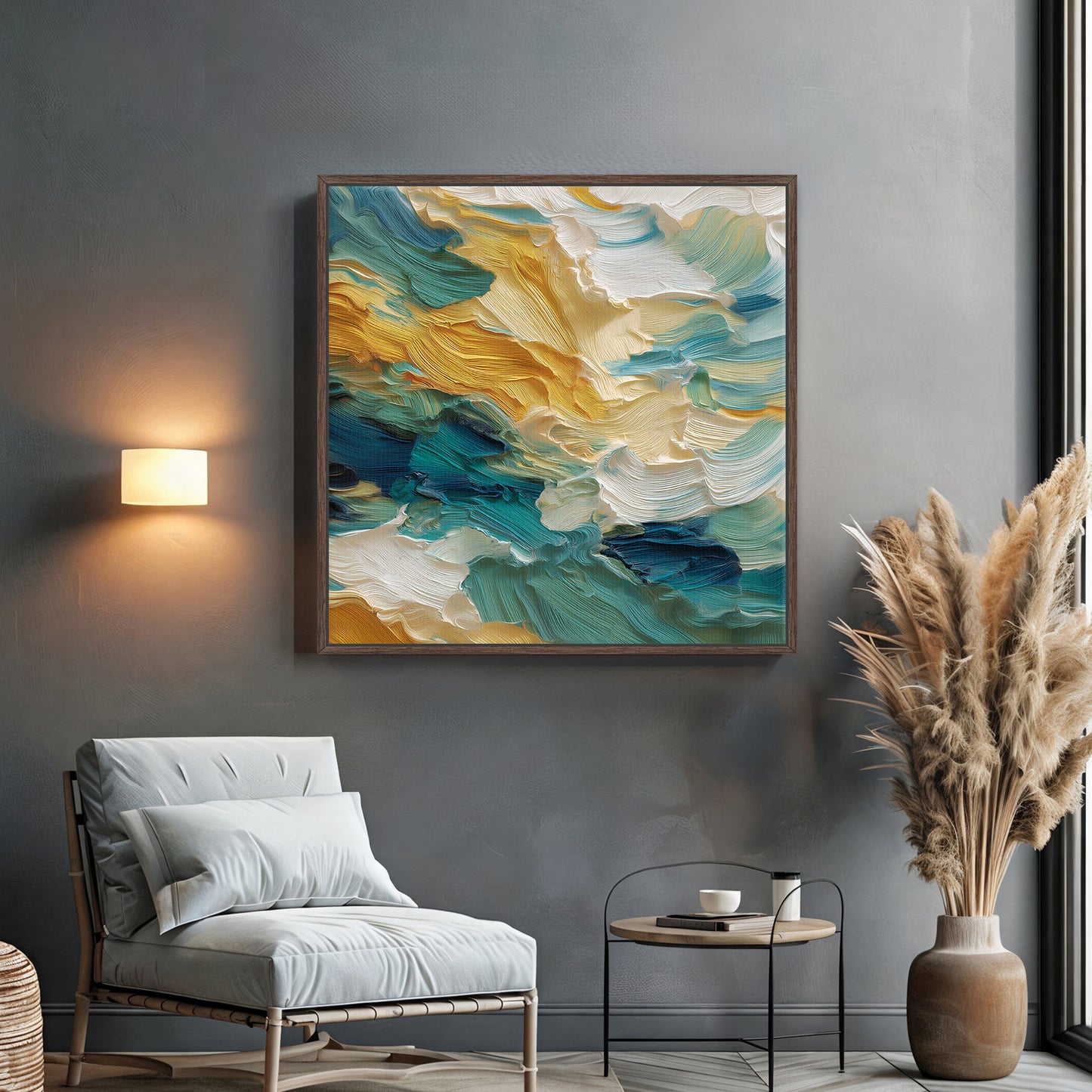 Abstract Wall Art Framed Canvas Print - "Ocean Swell"