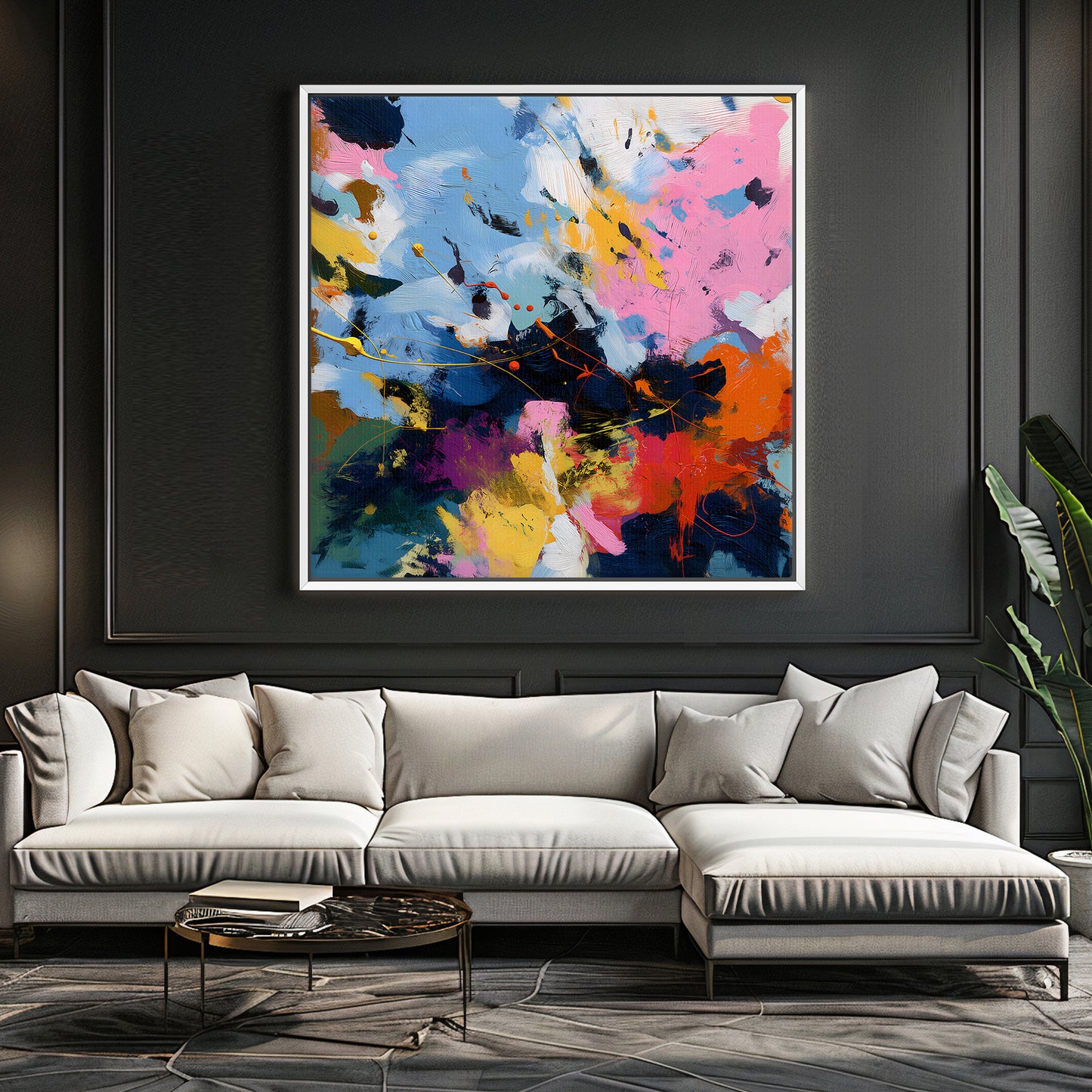 Abstract Wall Art Framed Canvas Print - "Midday Tempest"