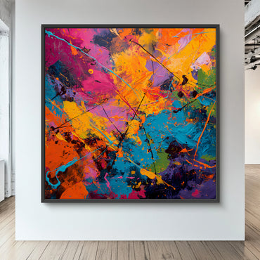 Abstract Wall Art Framed Canvas Print - "Radiant Chaos"