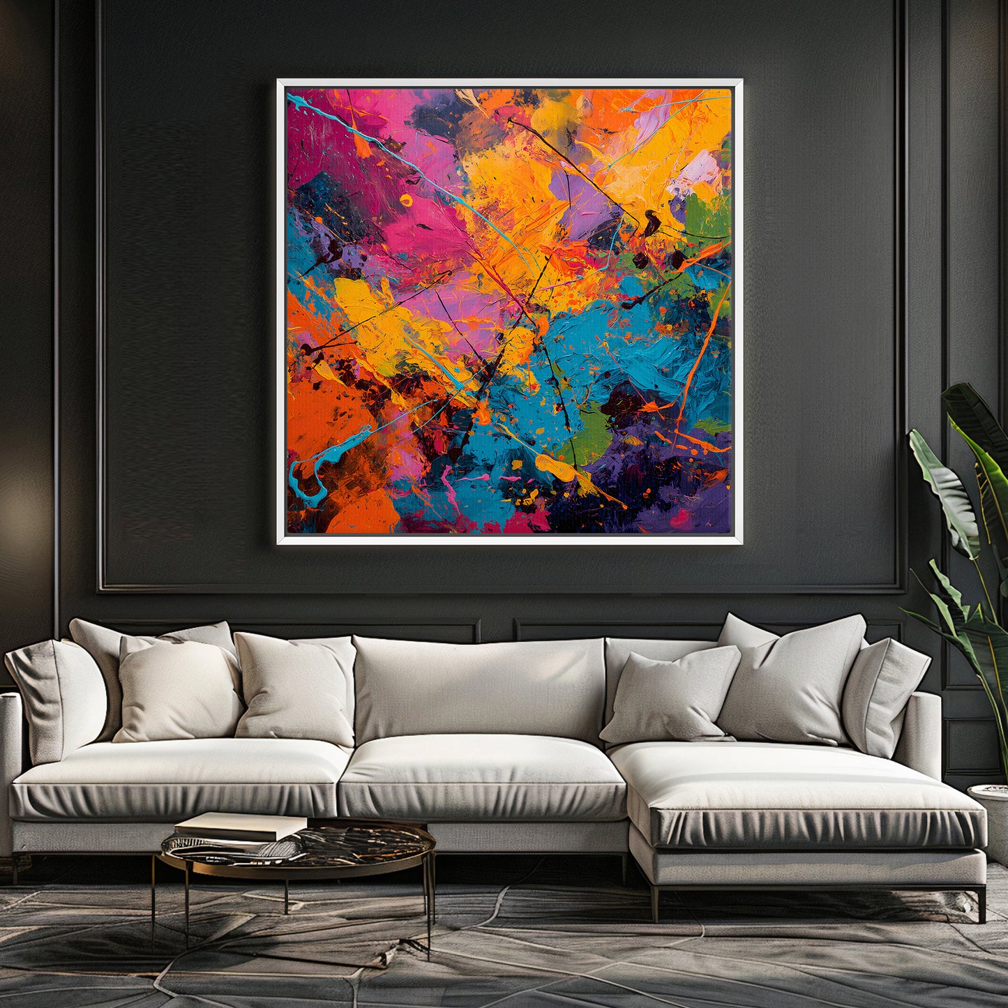 Abstract Wall Art Framed Canvas Print - "Radiant Chaos"