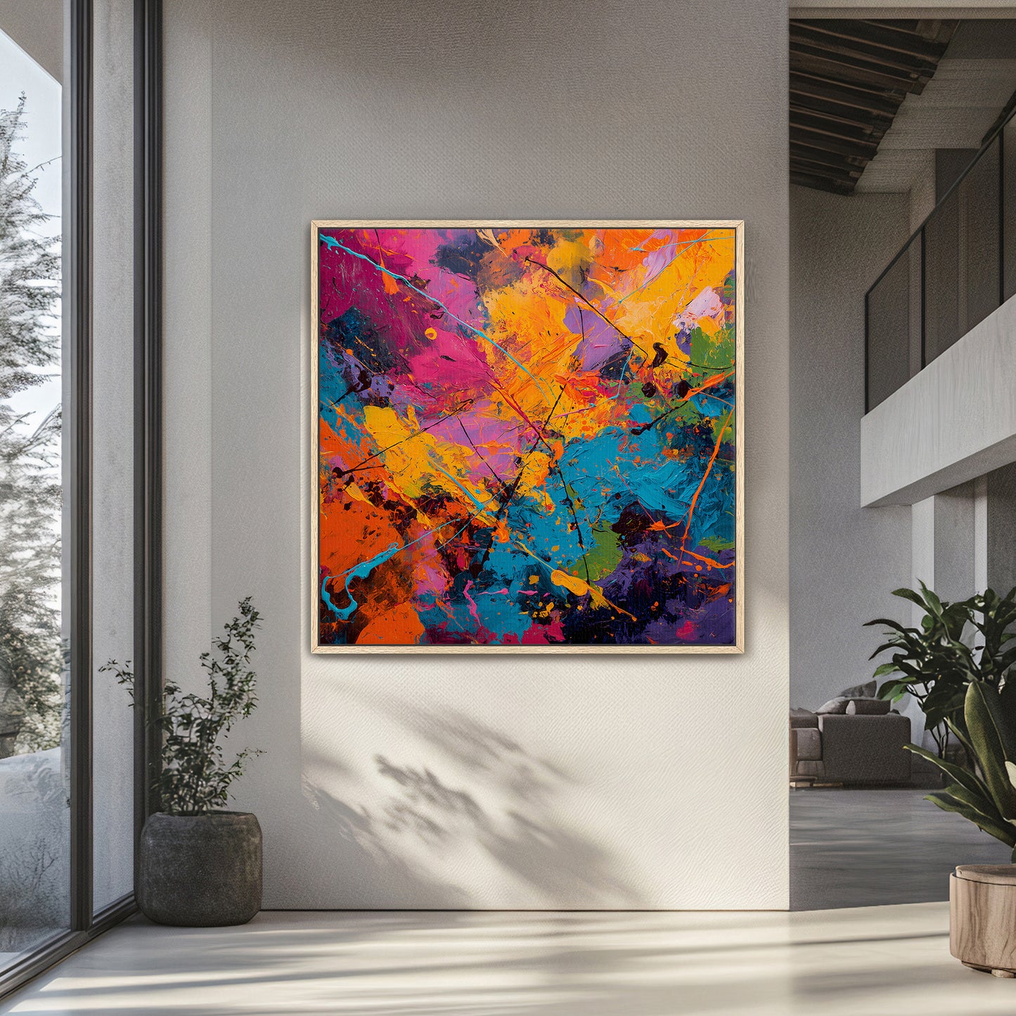 Abstract Wall Art Framed Canvas Print - "Radiant Chaos"