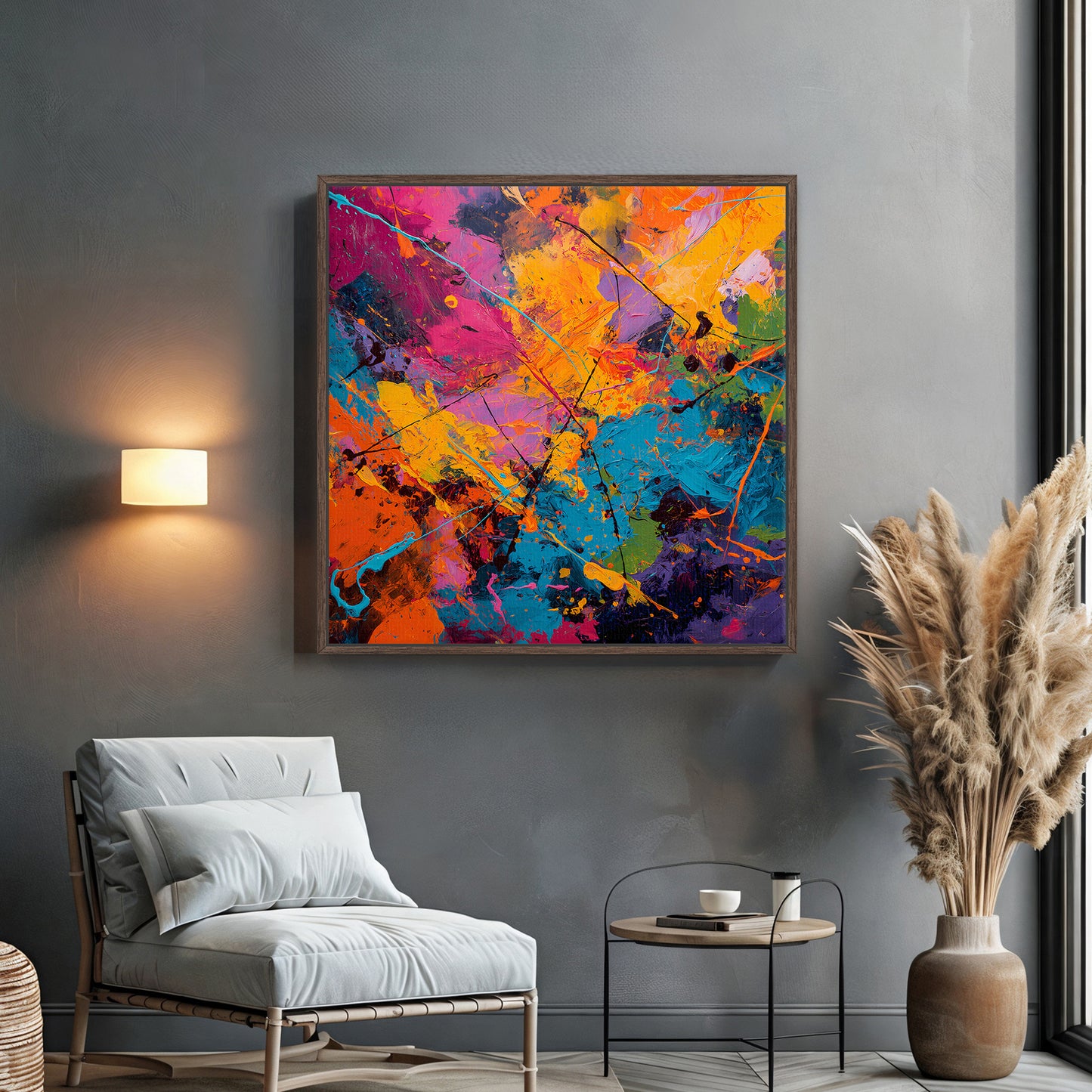 Abstract Wall Art Framed Canvas Print - "Radiant Chaos"