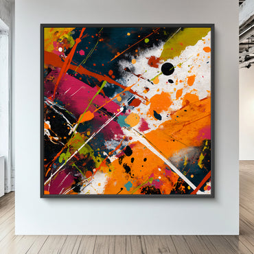 Abstract Wall Art Framed Canvas Print - "Color Storm"