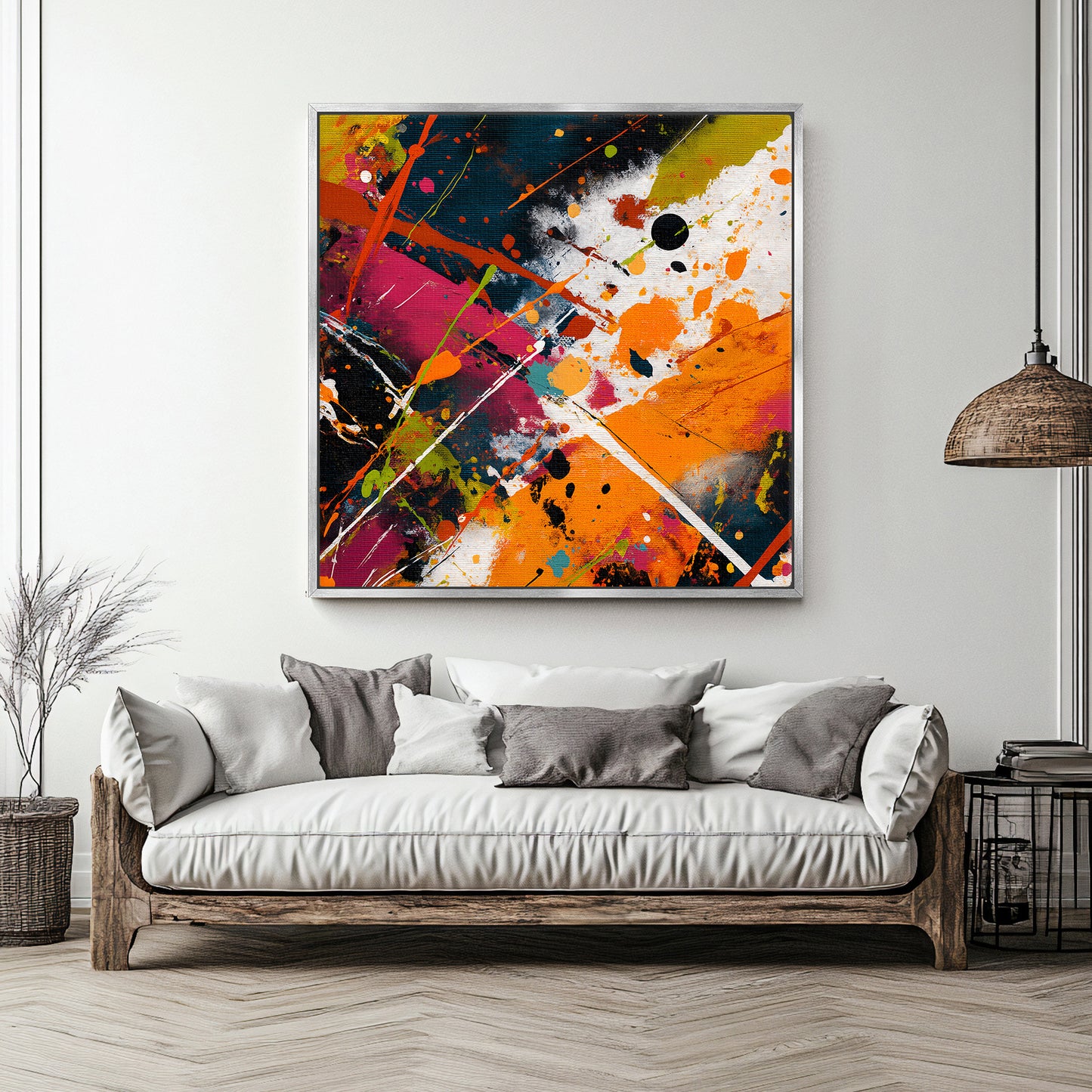 Abstract Wall Art Framed Canvas Print - "Color Storm"