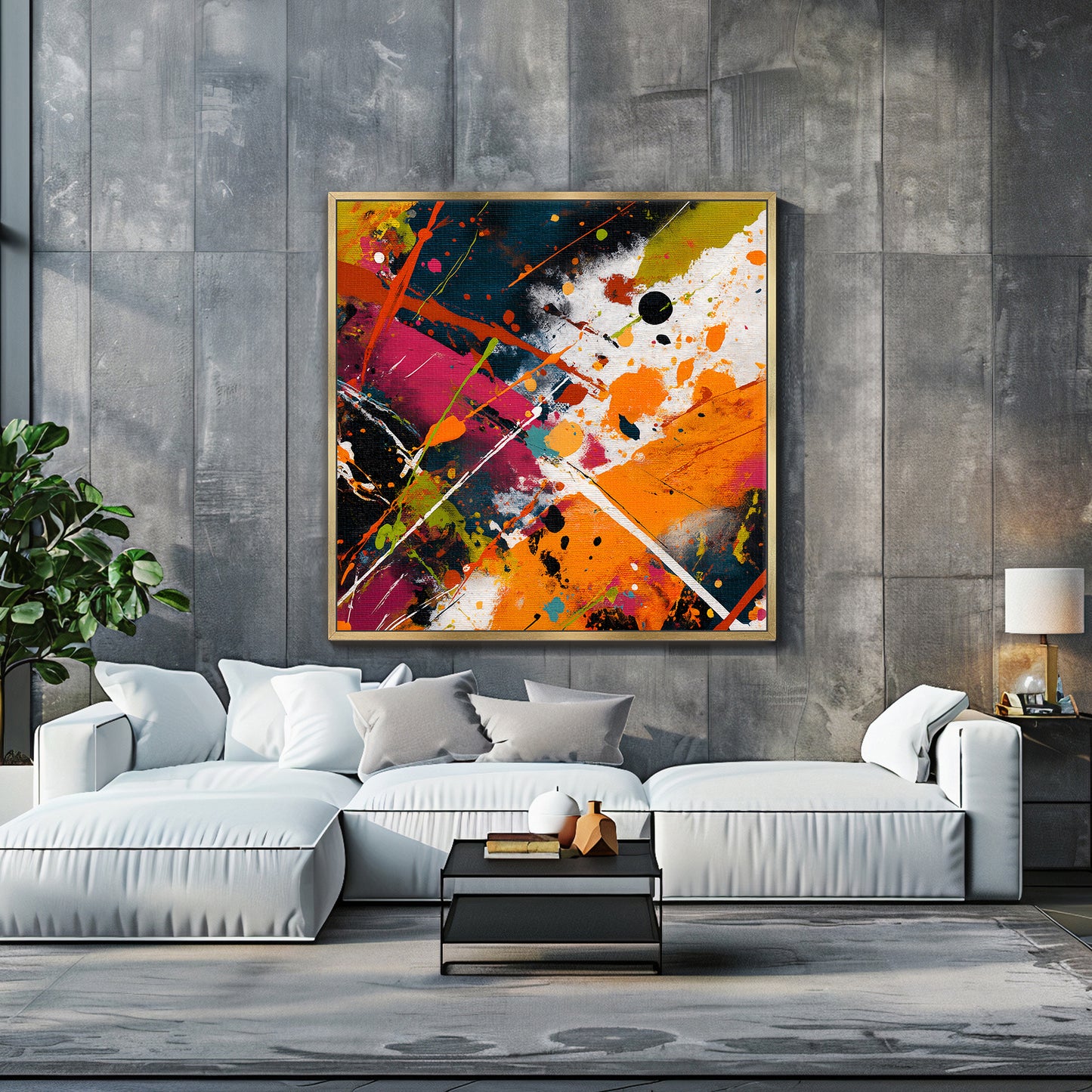 Abstract Wall Art Framed Canvas Print - "Color Storm"