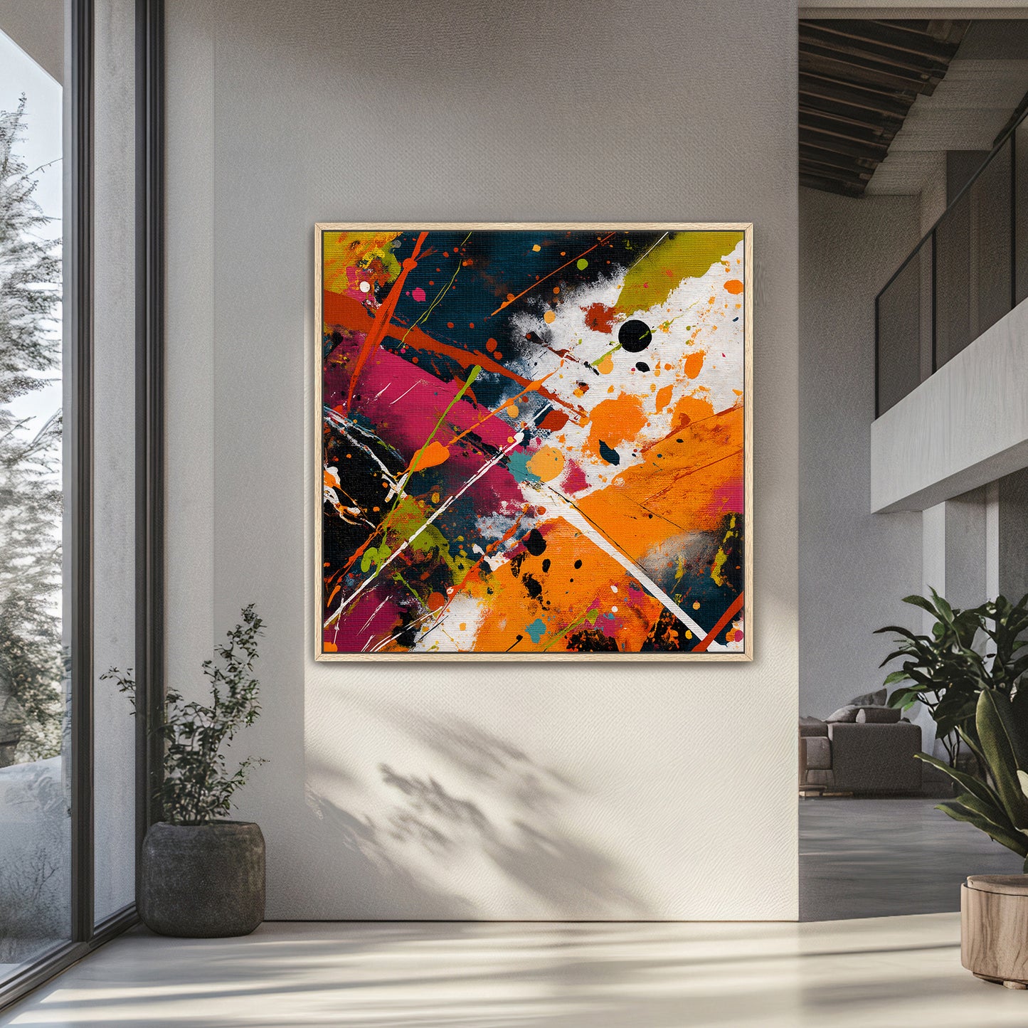 Abstract Wall Art Framed Canvas Print - "Color Storm"