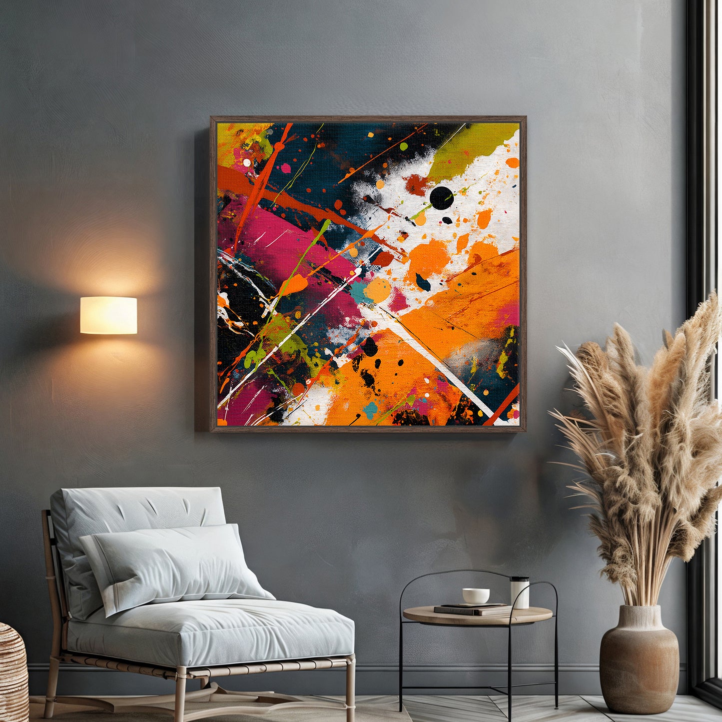 Abstract Wall Art Framed Canvas Print - "Color Storm"