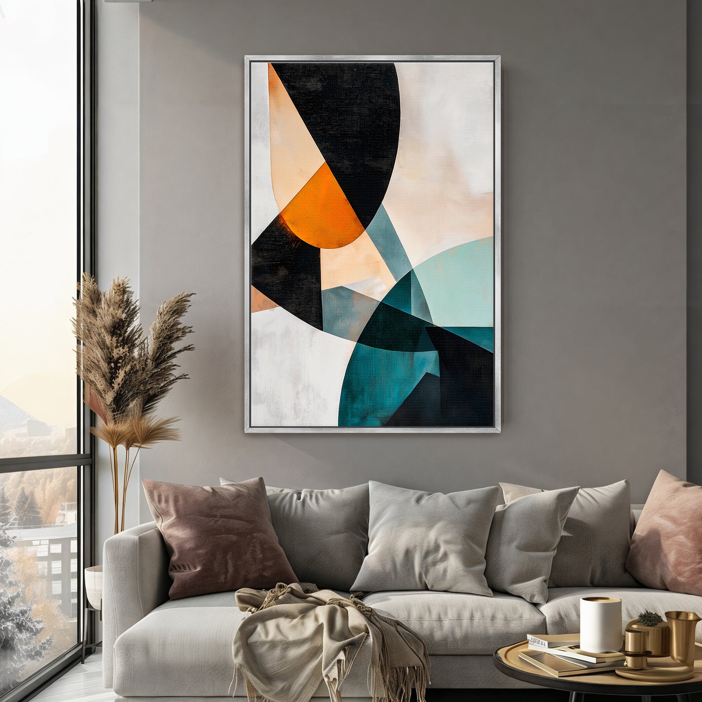 Modern Abstract Wall Art Framed Canvas Print - "Shifting Planes"