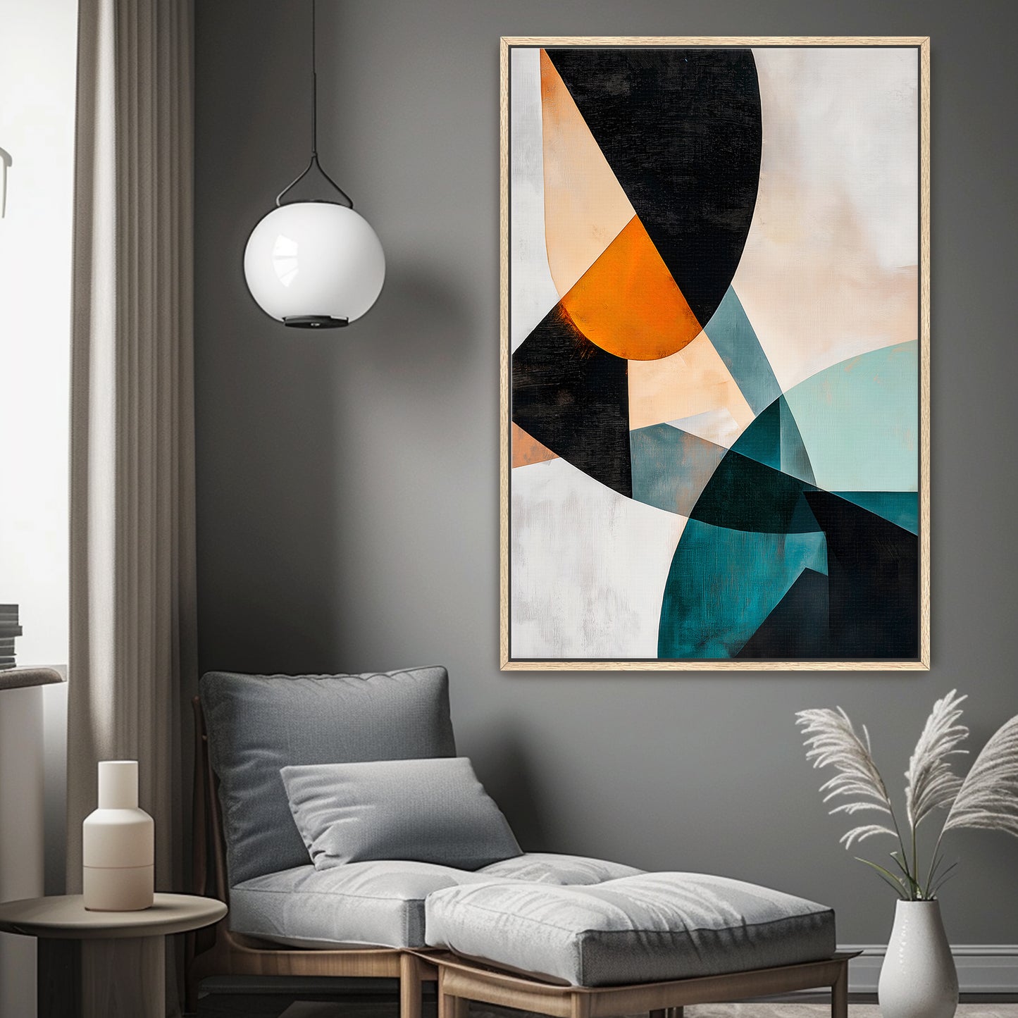 Modern Abstract Wall Art Framed Canvas Print - "Shifting Planes"