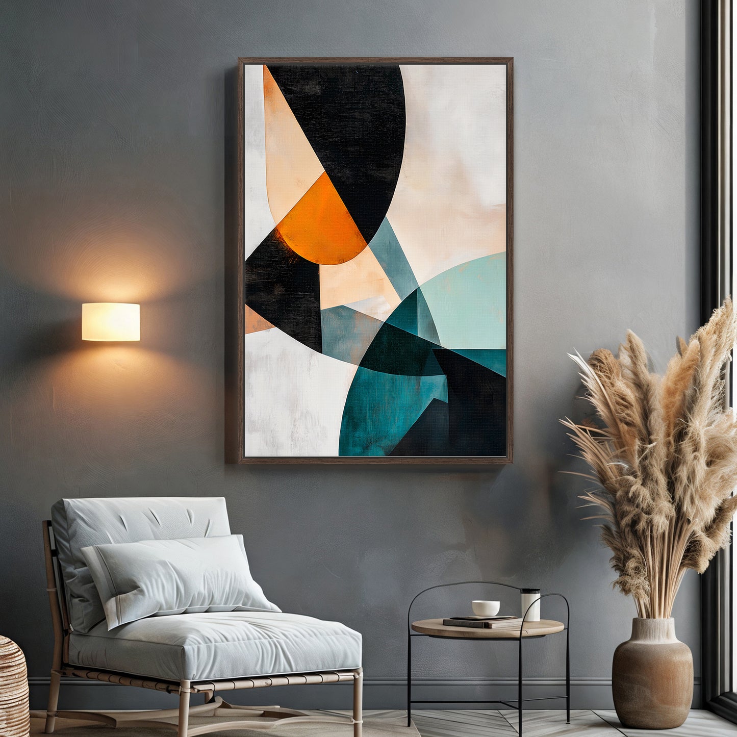 Modern Abstract Wall Art Framed Canvas Print - "Shifting Planes"