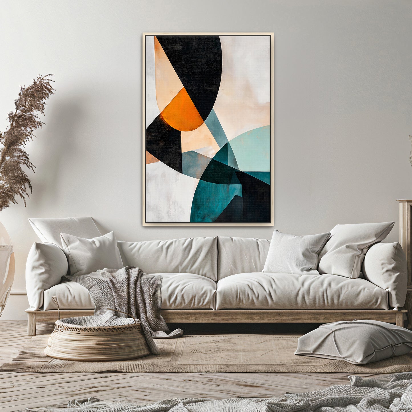 Modern Abstract Wall Art Framed Canvas Print - "Shifting Planes"