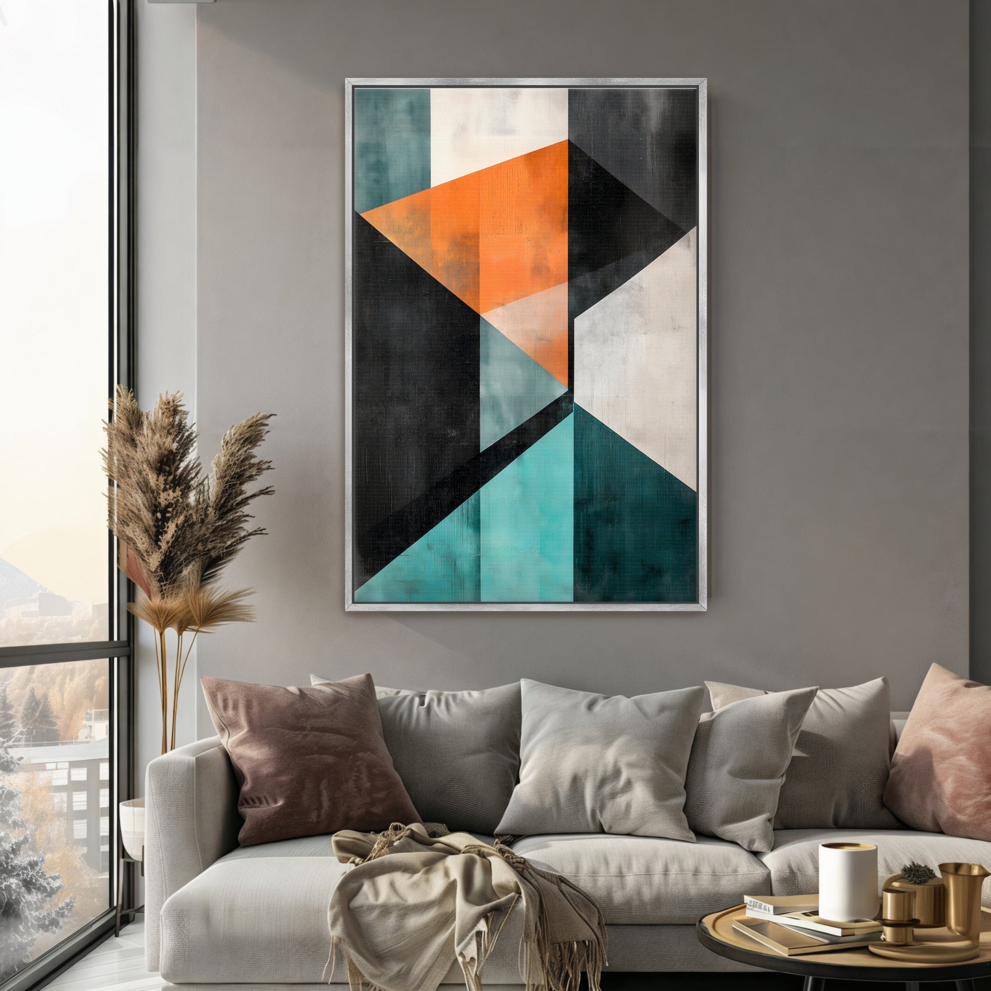 Abstract Wall Art Framed Canvas Print - "Prism Divide"