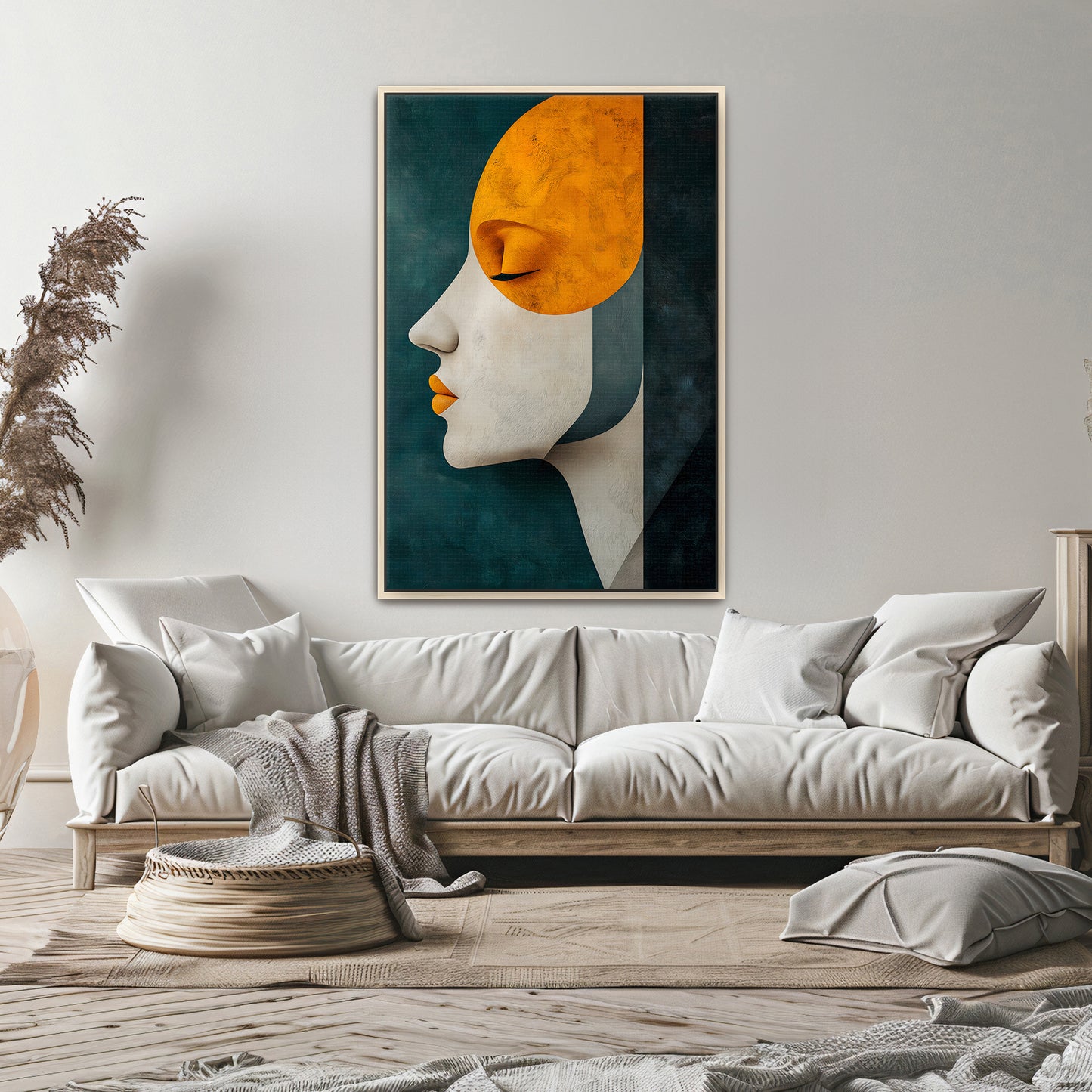 Abstract Wall Art Framed Canvas Print - "Quiet Radiance"